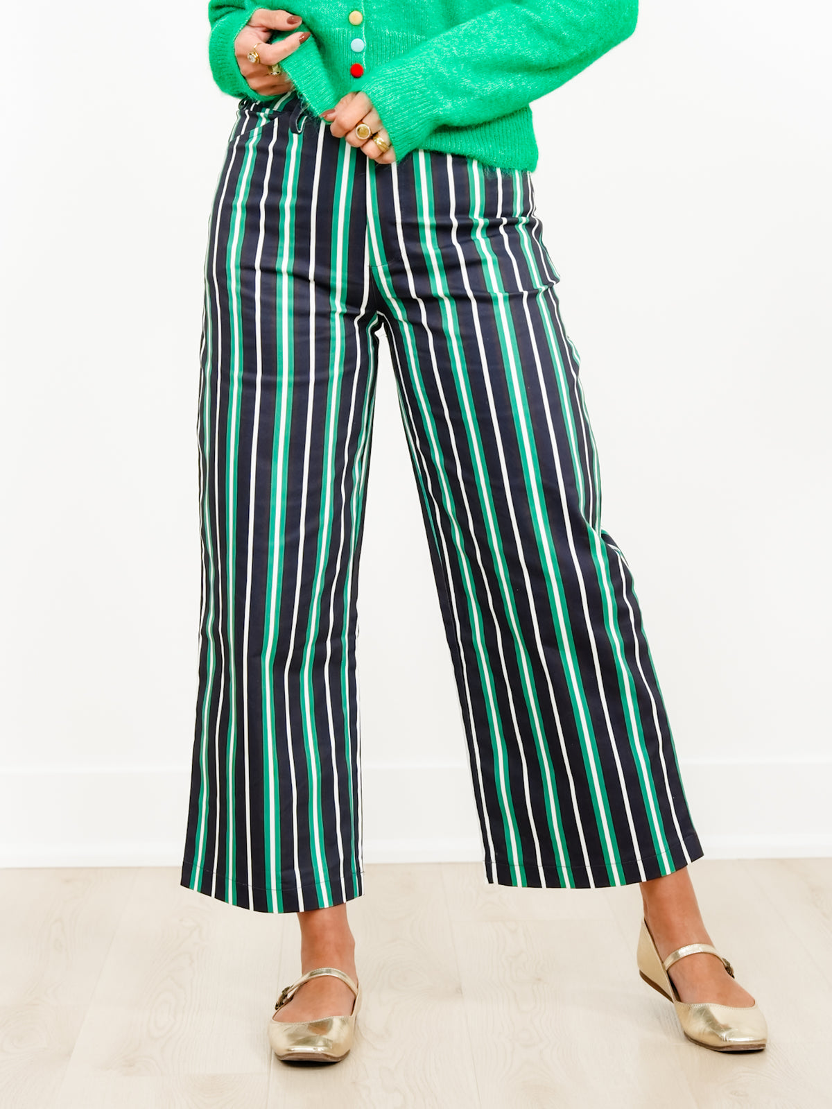 Multi Color Stripe High Waist Wide Leg Pants