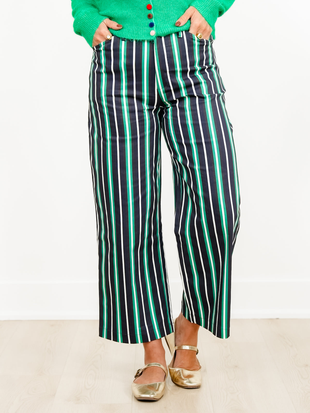 Multi Color Stripe High Waist Wide Leg Pants