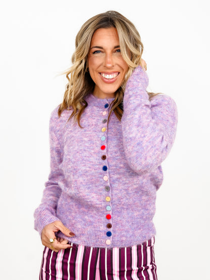 Knit Long Sleeve Multi Colored Button Down Cardigan
