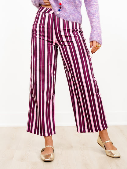 Multi Color Stripe High Waist Wide Leg Pants