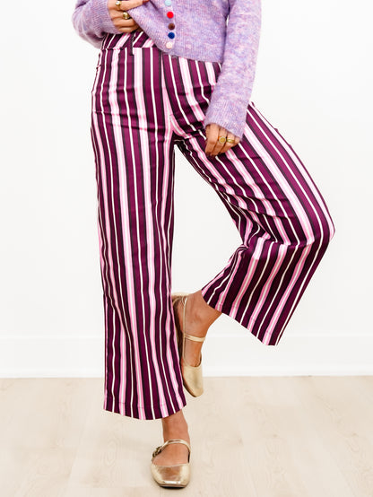 Multi Color Stripe High Waist Wide Leg Pants
