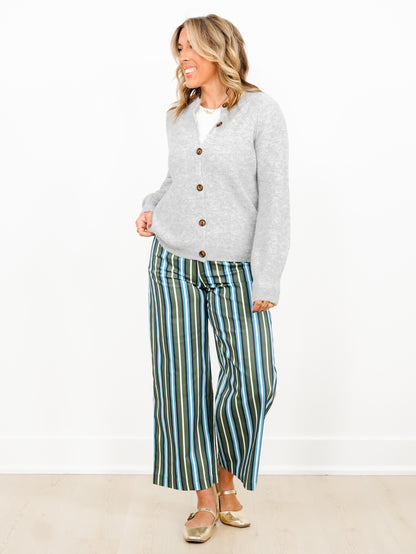 Long Raglan Sleeve Button Down Cardigan - Freckled Poppy