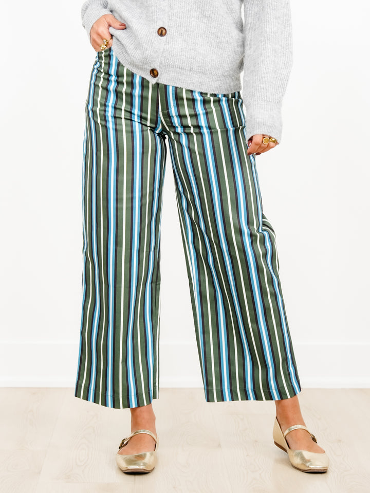 Multi Color Stripe High Waist Wide Leg Pants - Freckled Poppy