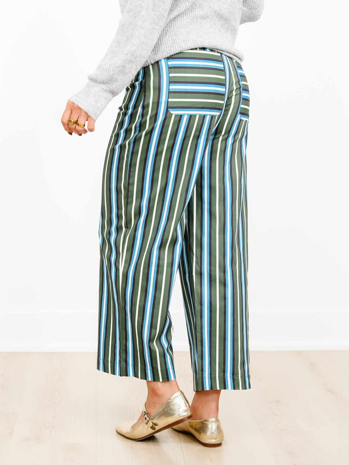 Multi Color Stripe High Waist Wide Leg Pants