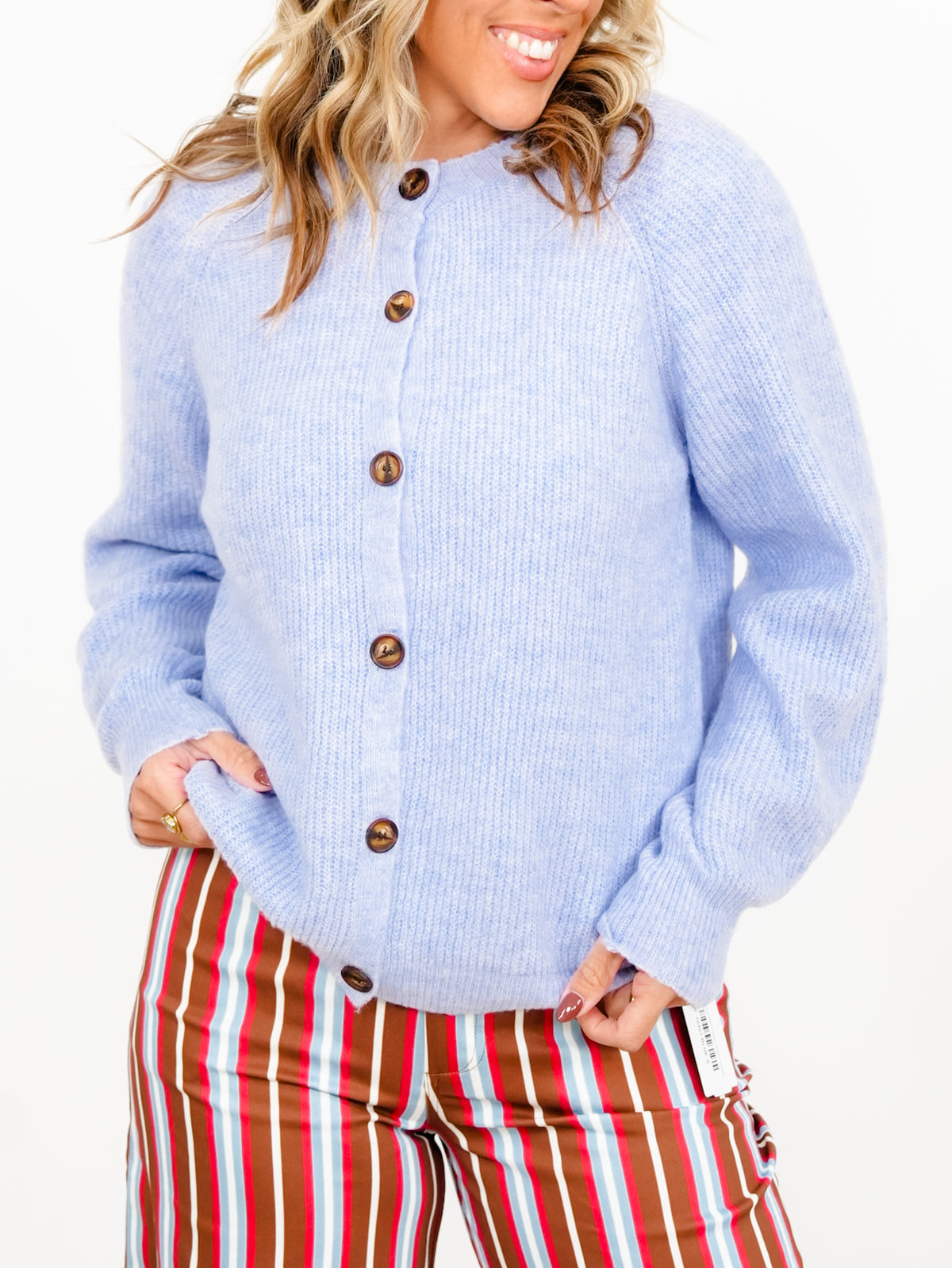 Long Raglan Sleeve Button Down Cardigan - Freckled Poppy