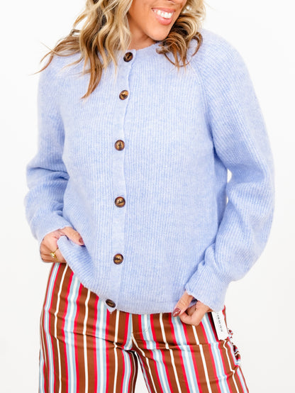 Long Raglan Sleeve Button Down Cardigan - Freckled Poppy