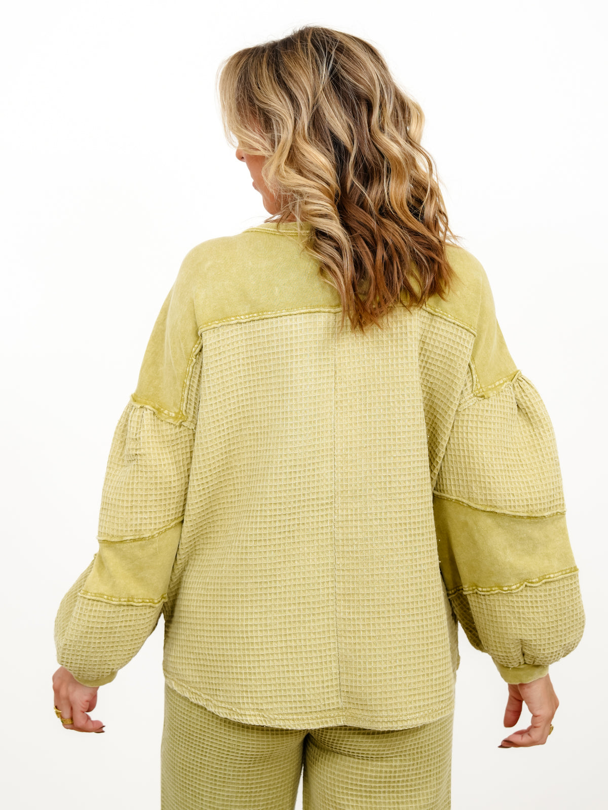 Mineral Wash Thermal Knit Long Sleeve Top