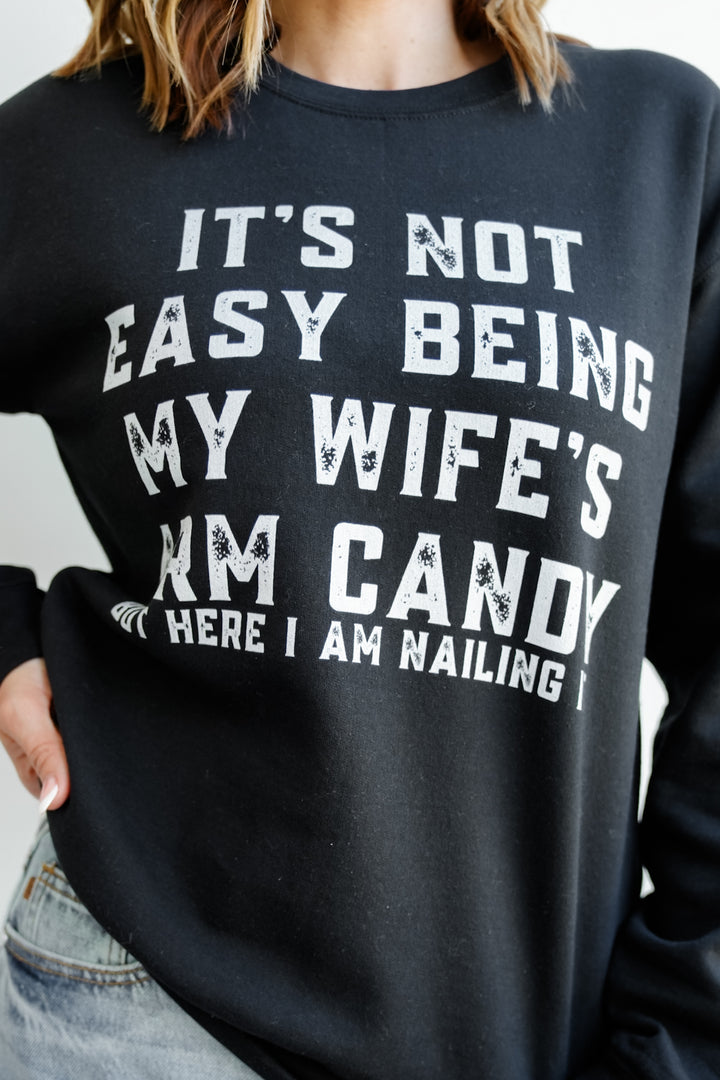 Plus/Reg Long Sleeve "My Wife's Arm Candy" Graphic Sweatshirt - Freckled Poppy