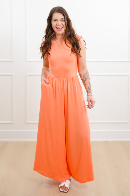 Knit Sleeveless Open Back Wide Leg Jumpsuit - Freckled Poppy