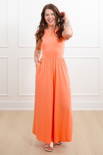 Knit Sleeveless Open Back Wide Leg Jumpsuit - Freckled Poppy