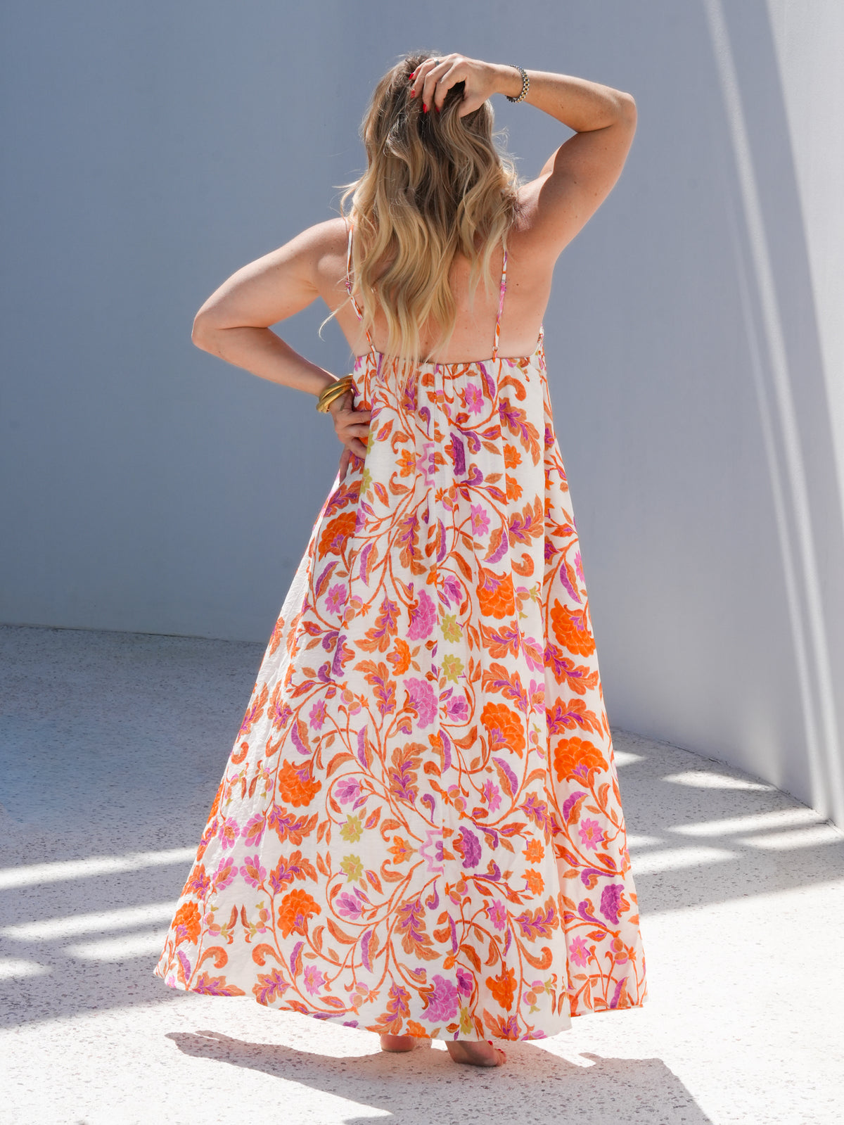 Floral Print Sleeveless Lattice Bodice Maxi Dress - Freckled Poppy