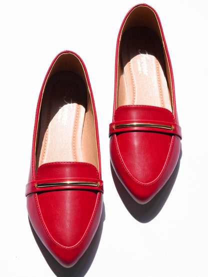 Vegan Leather Pointed Toe Loafer Flat - Freckled Poppy
