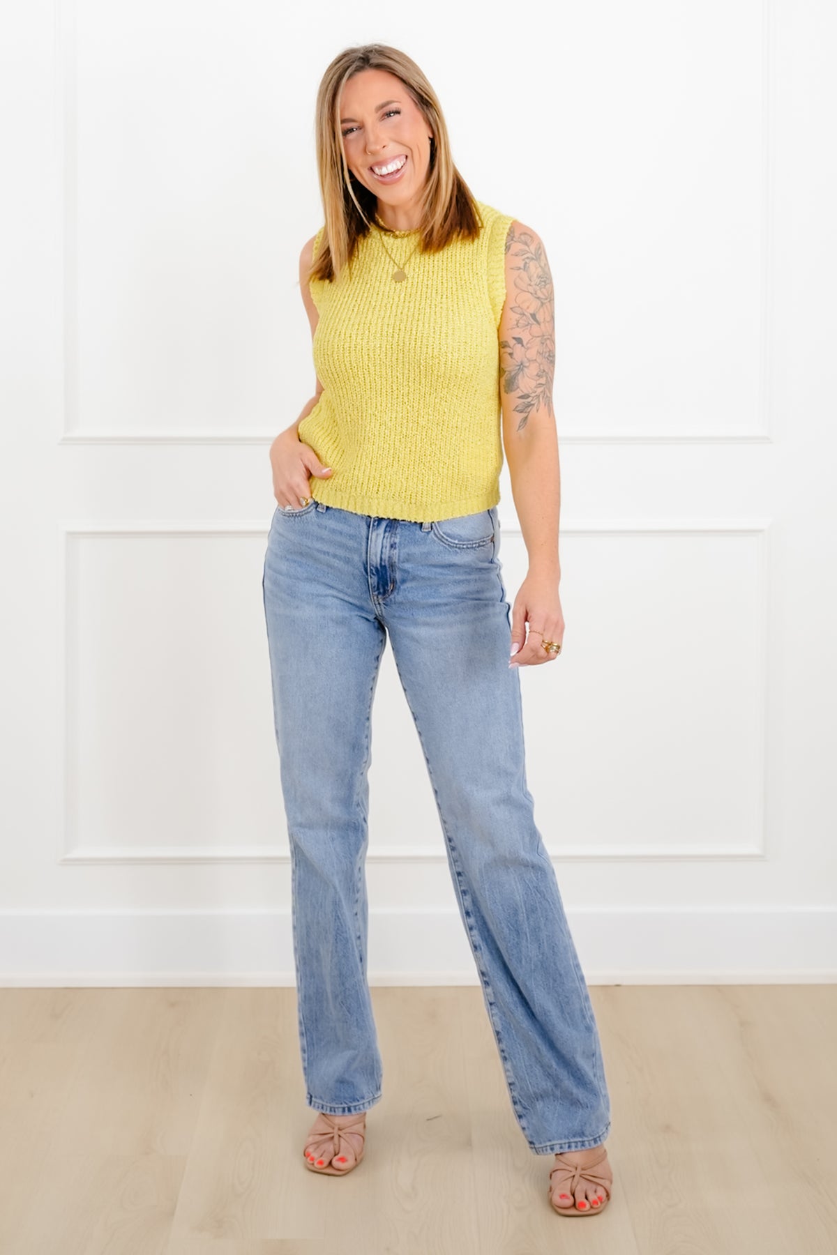 Plus/Reg Knit Crew Neck Cropped Tank - Freckled Poppy