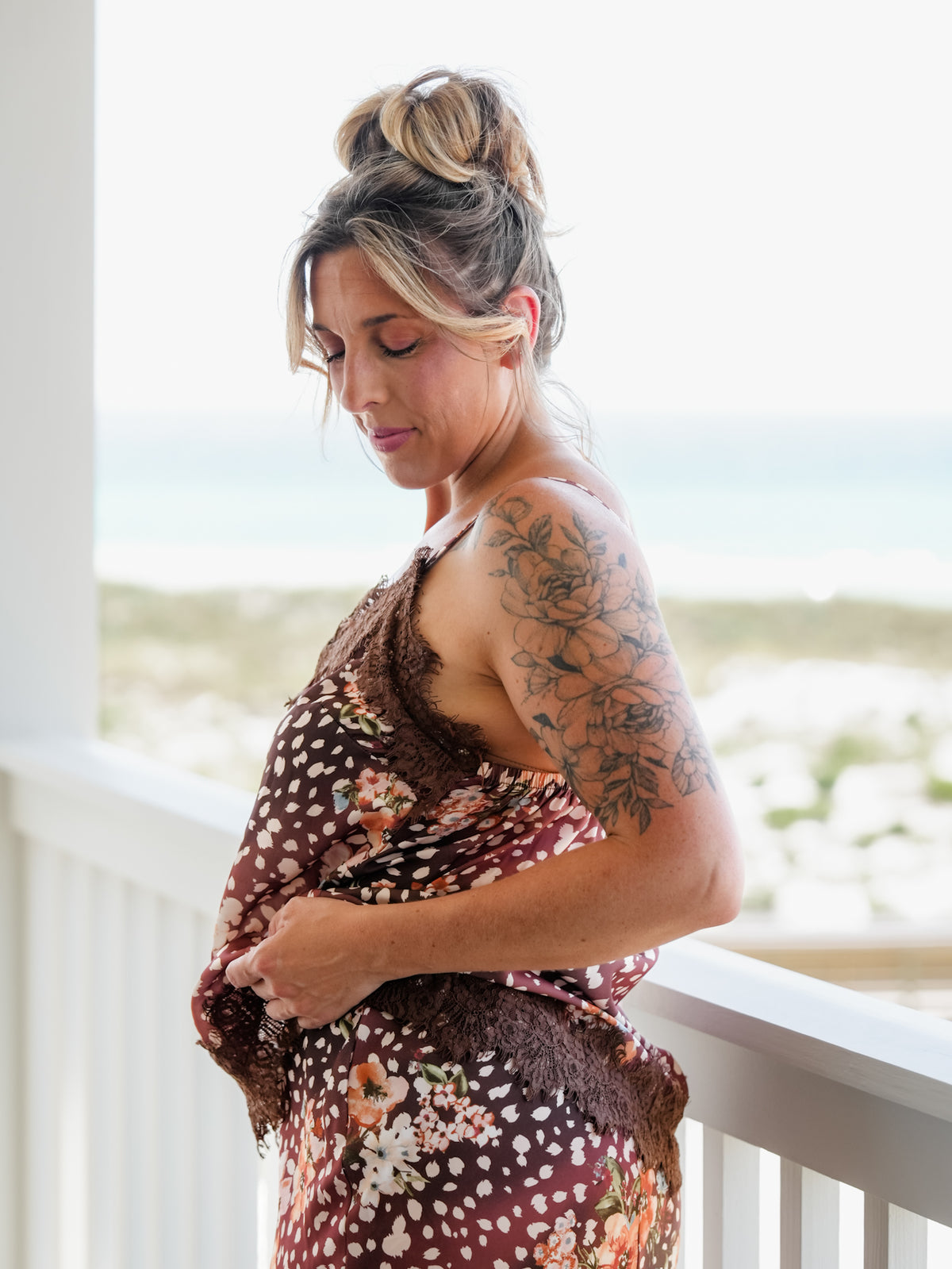 Animal Print Lace Hem Cami Top - Freckled Poppy