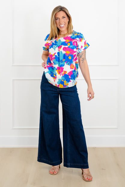 Floral Print Short Sleeve Top - Freckled Poppy