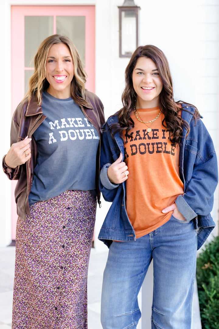Short Sleeve "Make It A Double" Graphic Tee - Freckled Poppy