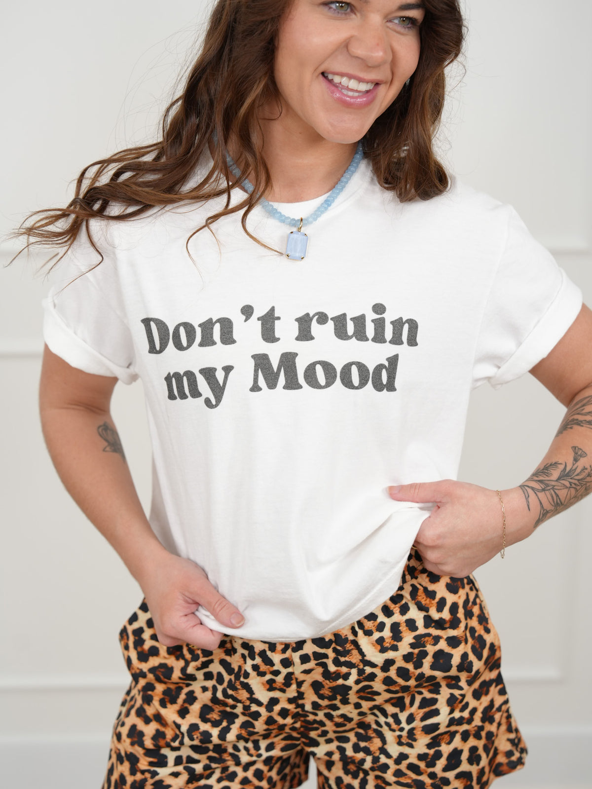 Plus/Reg Short Sleeve "Don't Ruin My Mood" Graphic Tee - Freckled Poppy