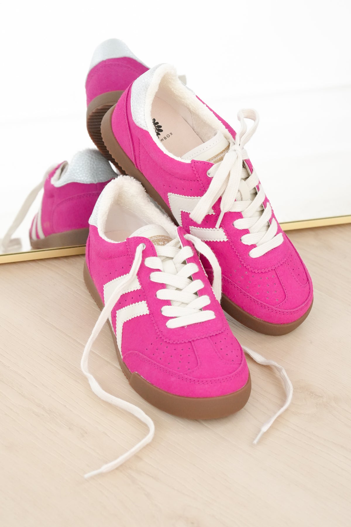 Yellow Box Fuchsia Vegan Suede Lace Up Sneaker - Freckled Poppy