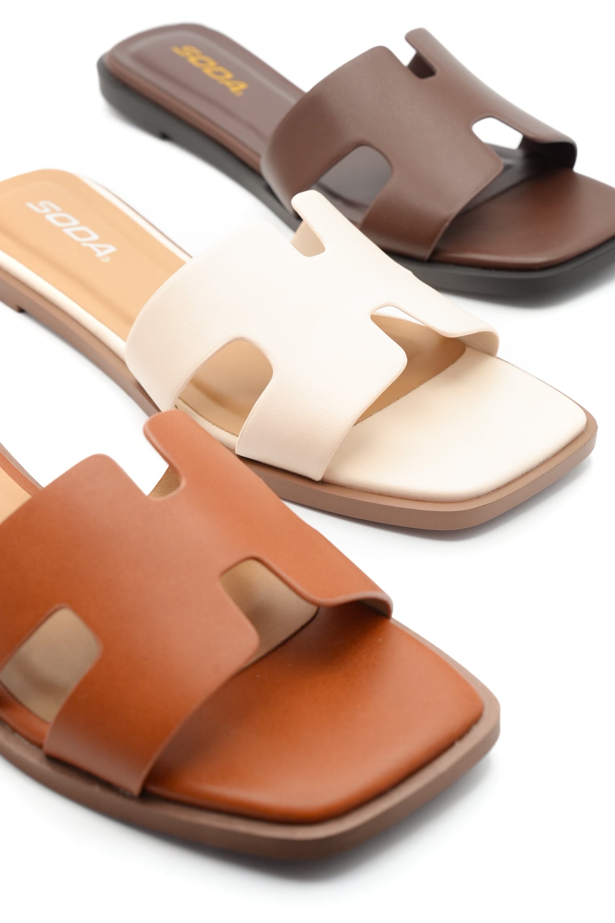 Cutout Strap Flat Slide Sandal - Freckled Poppy