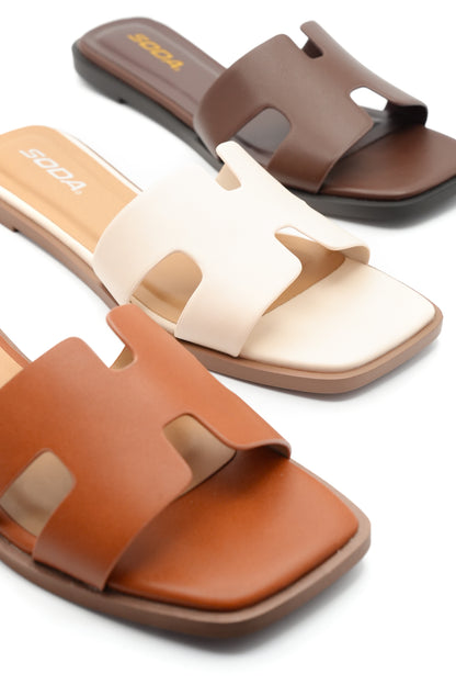 Cutout Strap Flat Slide Sandal - Freckled Poppy