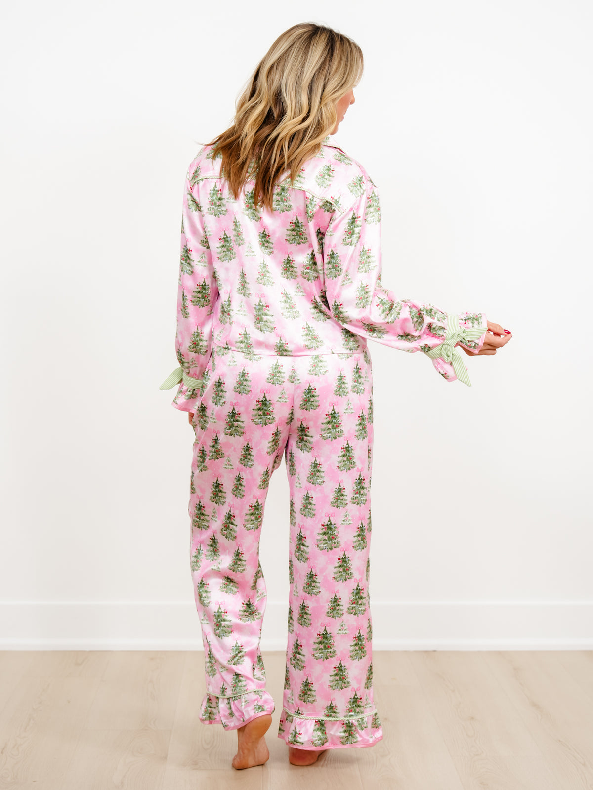 Christmas Tree Print Long Sleeve Top and Pants Lounge Set