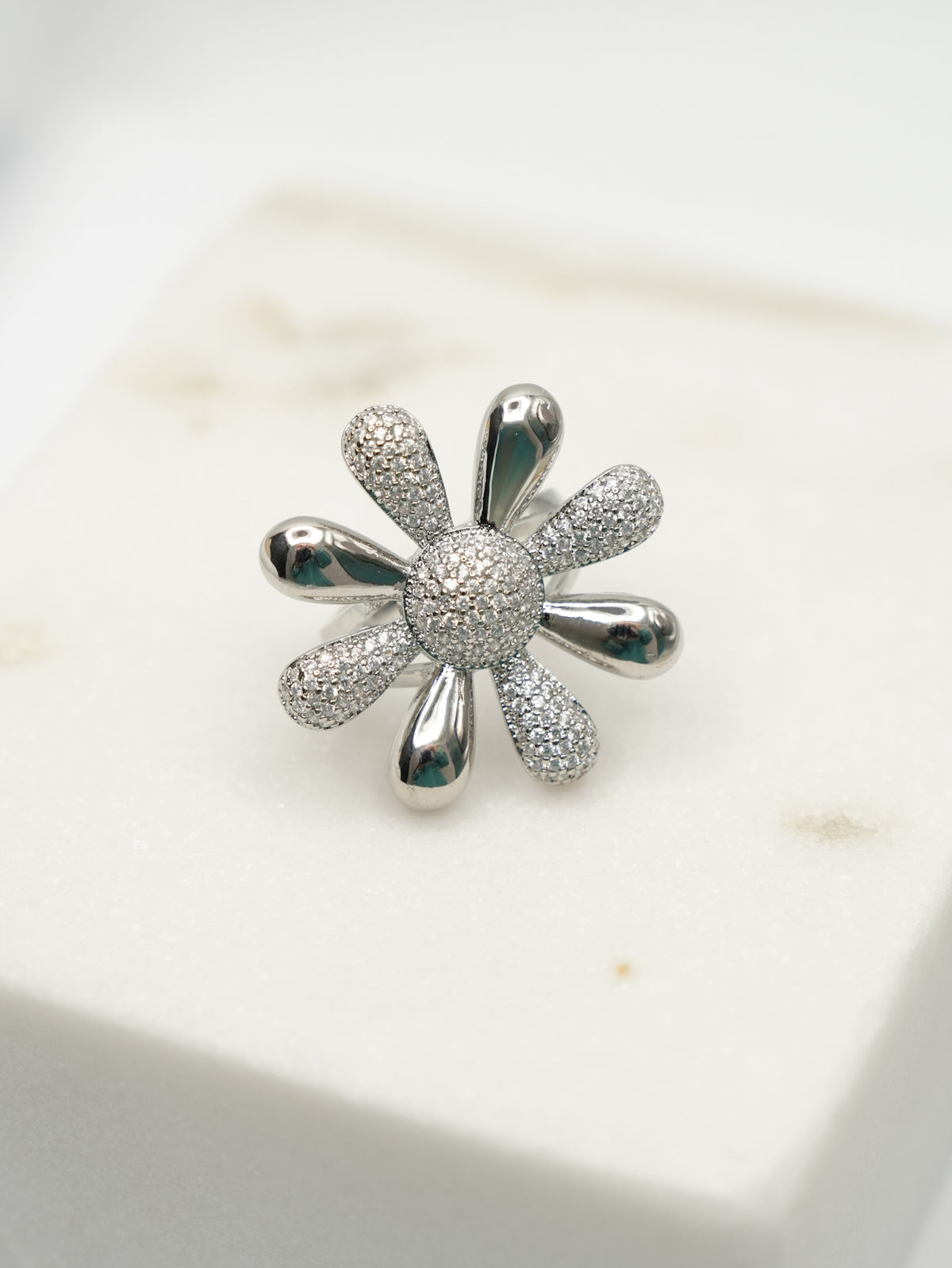 CZ Flower Ring - Freckled Poppy