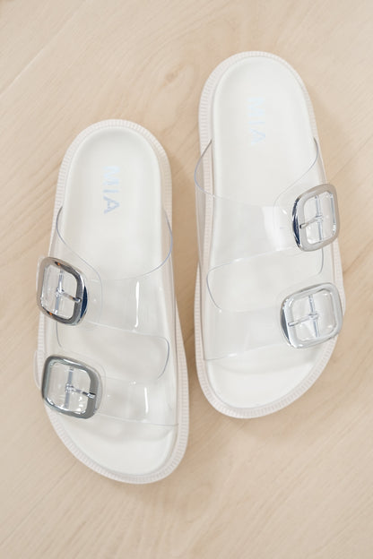 MIA Clear Double Buckle Platform Slide Sandal - Freckled Poppy