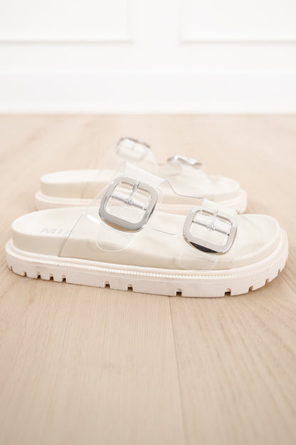 MIA Clear Double Buckle Platform Slide Sandal - Freckled Poppy