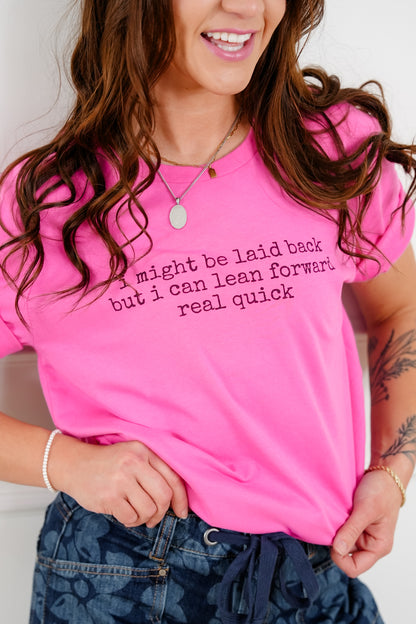 Plus/Reg Short Sleeve "I Might Be Laid Back" Graphic Tee - Freckled Poppy