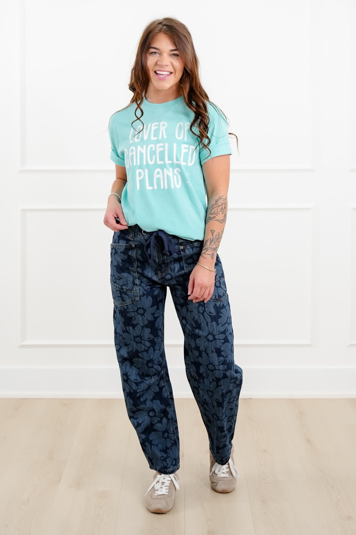 Plus/Reg Short Sleeve "Lover of Cancelled Plans" Graphic Tee - Freckled Poppy