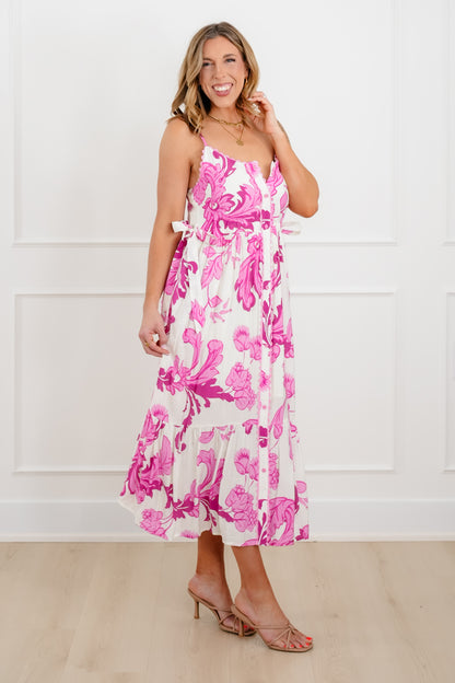 Floral Print Sleeveless Button Down Midi Dress - Freckled Poppy