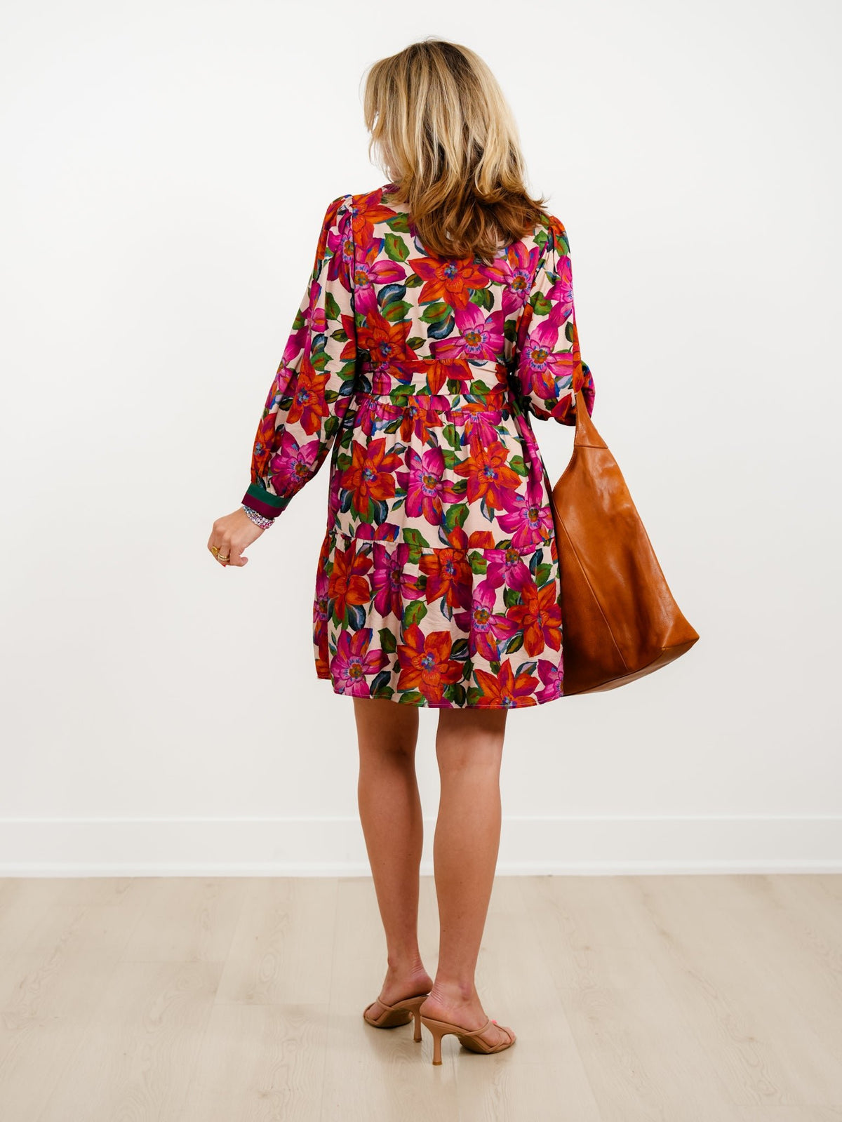 Plus/Reg Floral Printed V-Neck Long Sleeve Mini Dress with Pockets - Freckled Poppy