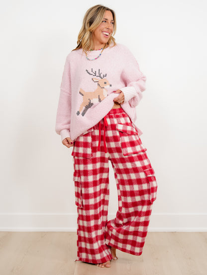 Plus/Reg Buffalo Plaid Wide Leg Cargo Pants