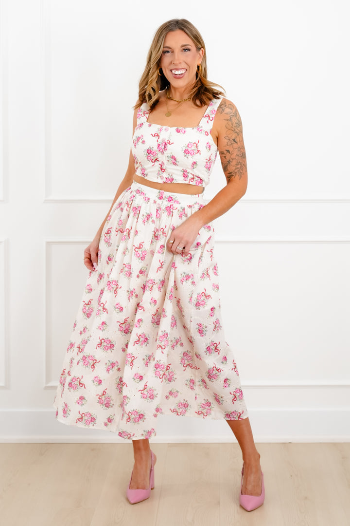 Floral Sleeveless Crop Top and Skirt Set - Freckled Poppy