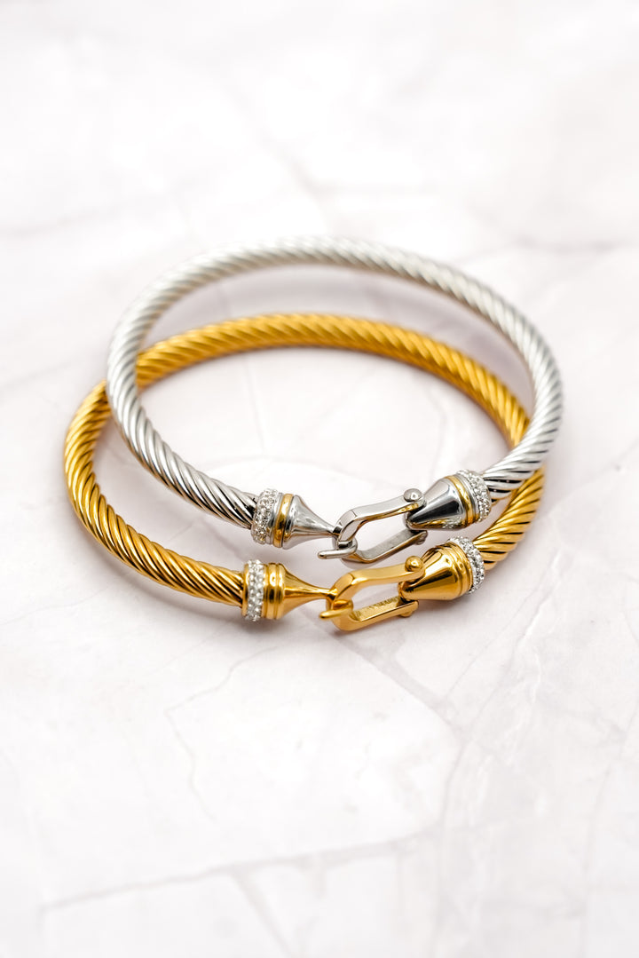 Twist Bangle with CZ Paving - Freckled Poppy