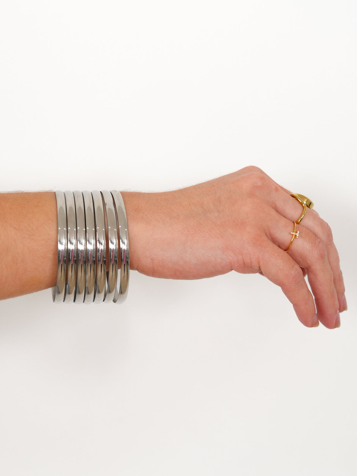 Silver 7 Piece Bangle Set - Freckled Poppy