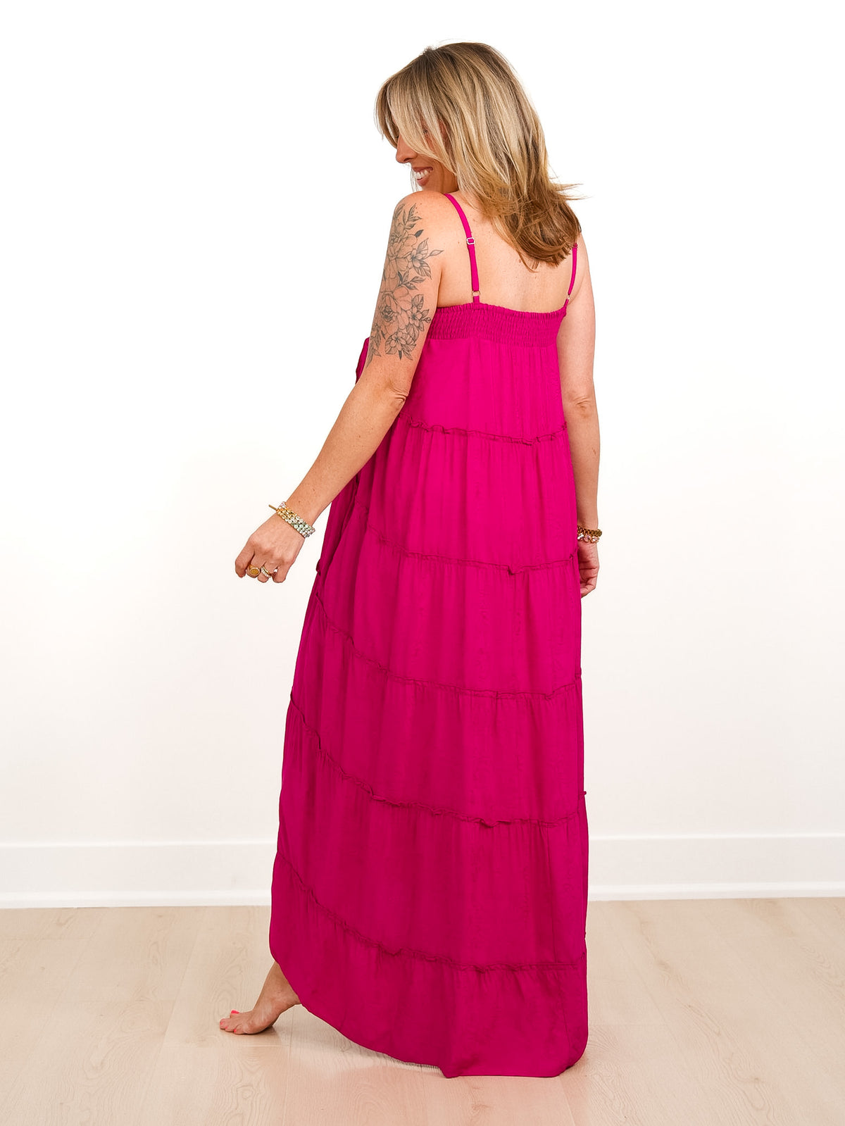 Sleeveless High Low Tiered Maxi Dress With Pockets - Freckled Poppy