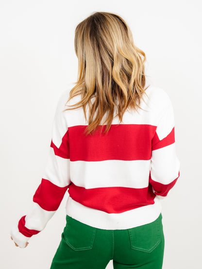 Stripe Long Sleeve "Merry" Pullover Sweater