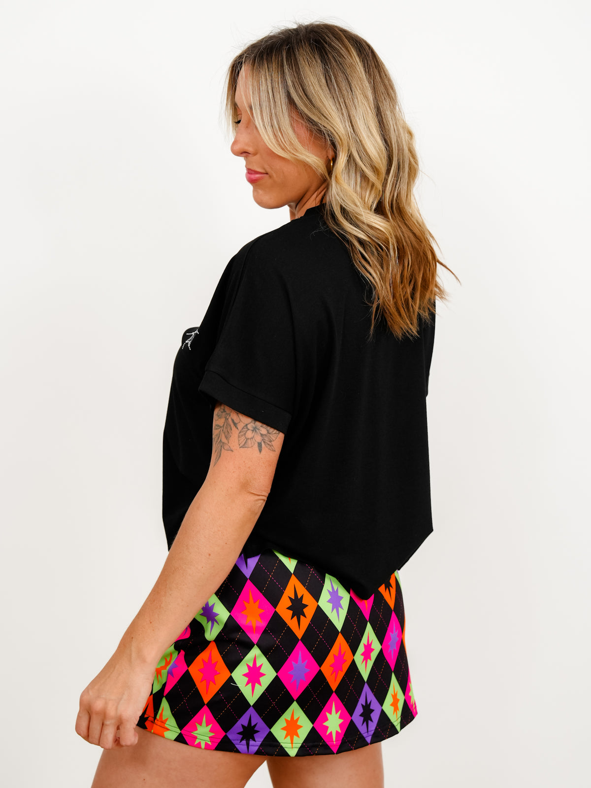 Plus/Reg Short Sleeve Rhinestone Web Top - Freckled Poppy