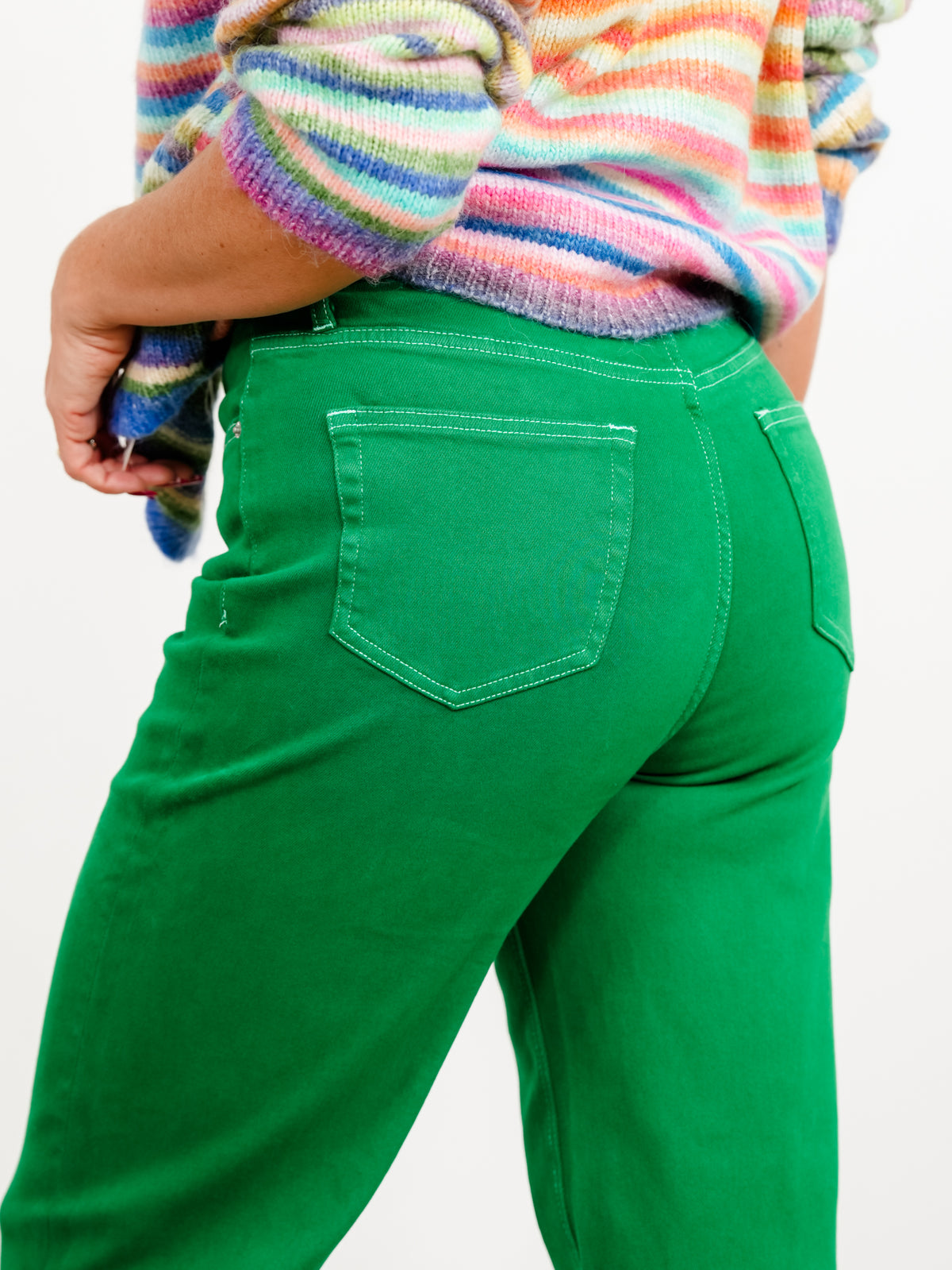 Mica High Rise Green Wide Leg Trouser Jeans
