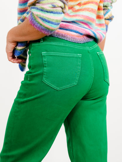 Mica High Rise Green Wide Leg Trouser Jeans
