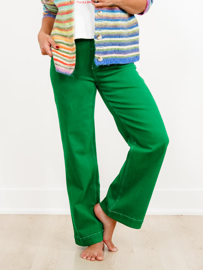 Mica High Rise Green Wide Leg Trouser Jeans