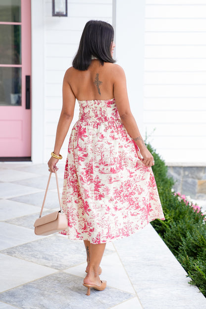 Nature Print Halter Neck Midi Dress - Freckled Poppy