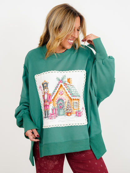 Long Sleeve Nutcracker Pullover Sweatshirt - Freckled Poppy
