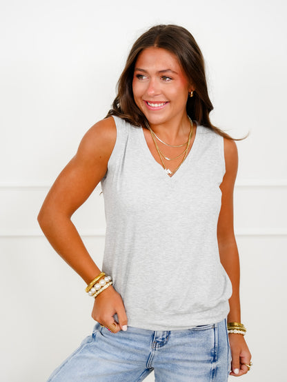 Door Buster! Ribbed V-Neck Tank Top - Freckled Poppy