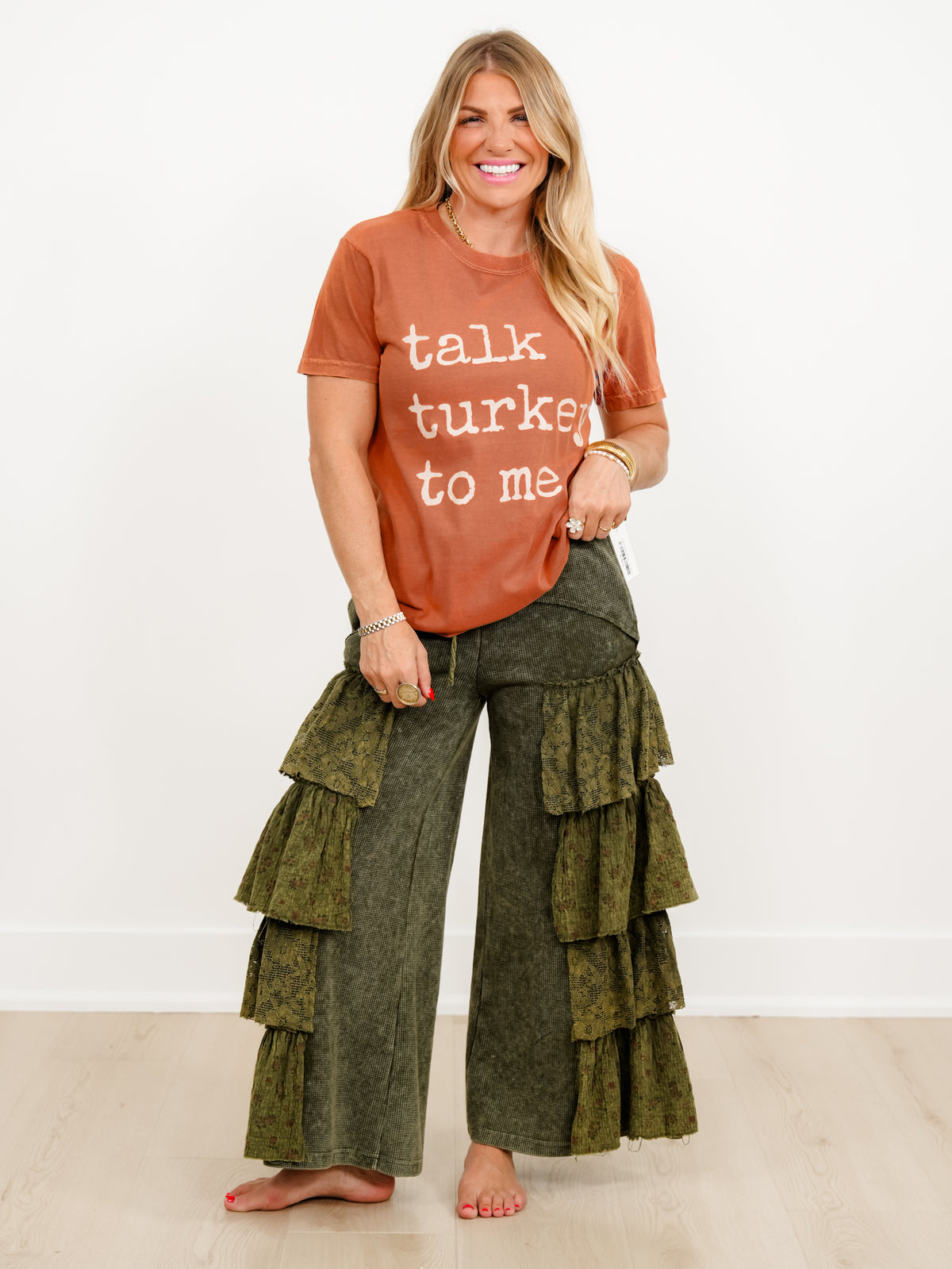 Plus/Reg Short Sleeve "Talk Turkey To Me" Graphic Tee - Freckled Poppy