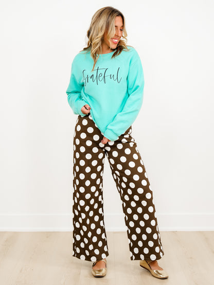 Plus/Reg Long Sleeve "Grateful" Graphic Sweatshirt - Freckled Poppy