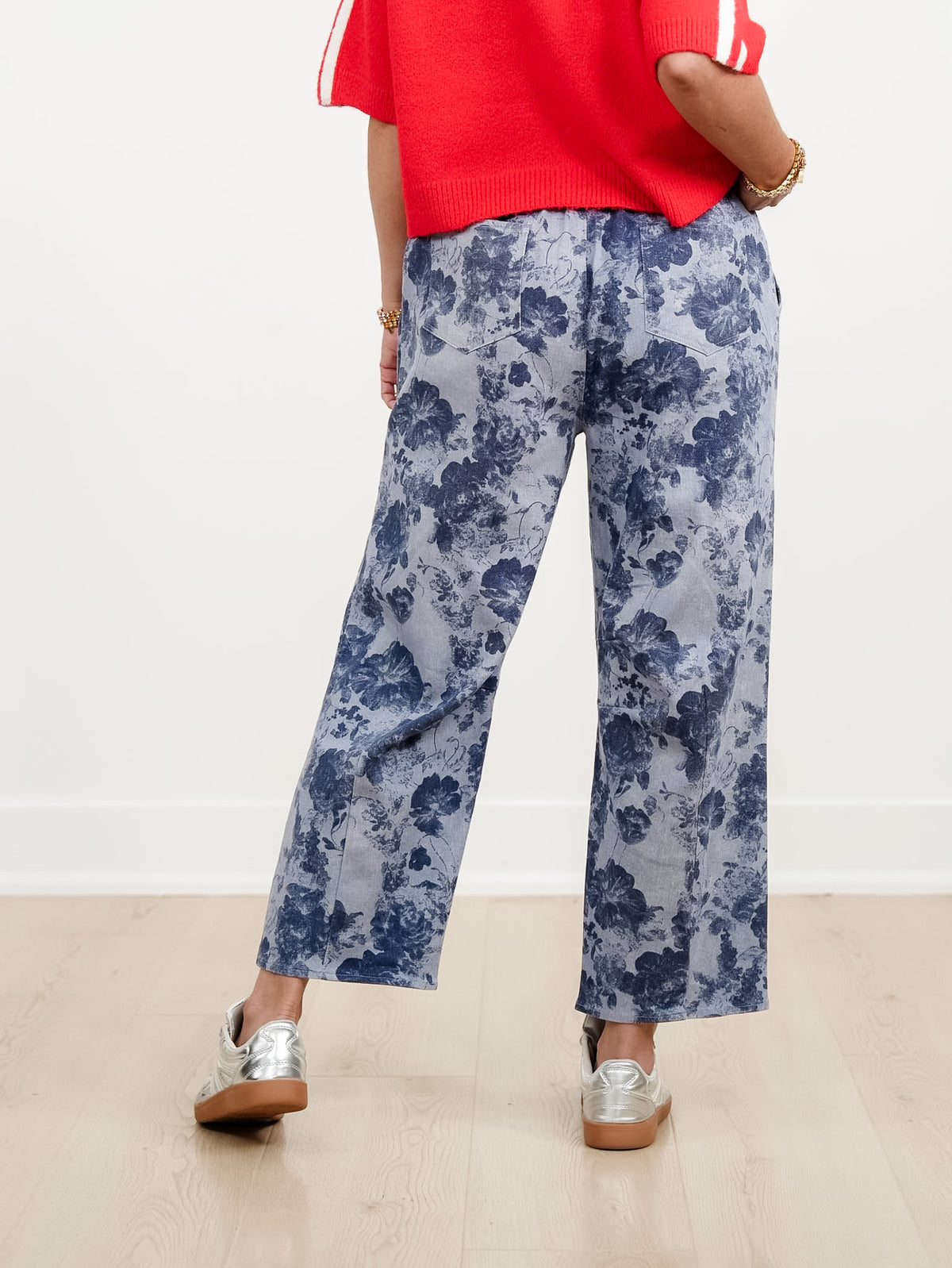 Floral Print Elastic Waist Barrel Pants - Freckled Poppy