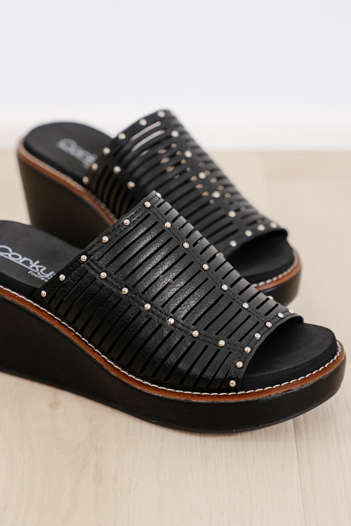Corky's Much Better Studded Cutout Slide Wedge Sandal - Freckled Poppy