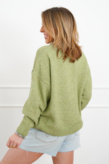 Knit Long Sleeve Flying Duck Pullover Sweater - Freckled Poppy